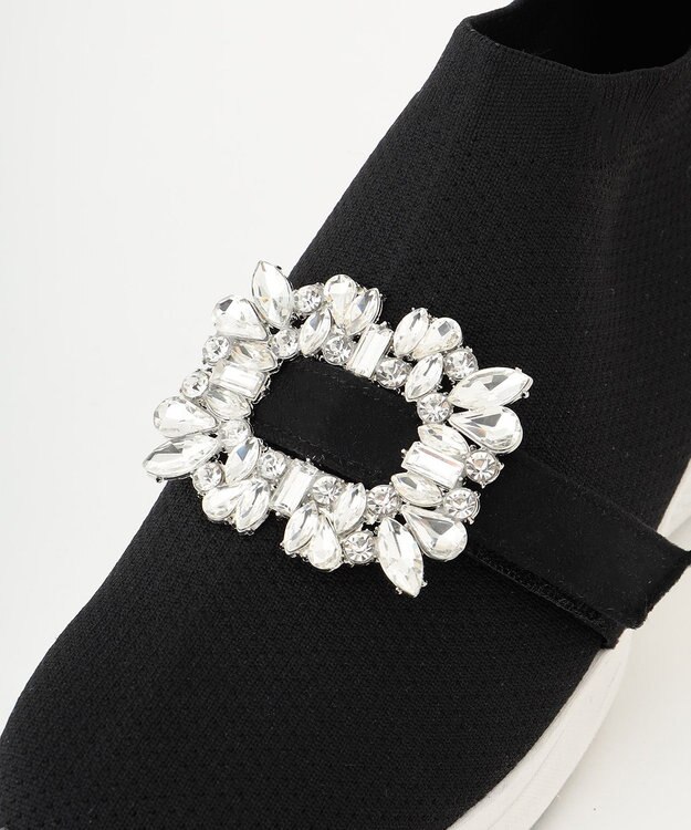 Feroux ビジュー付きニット スニーカー ブラック系