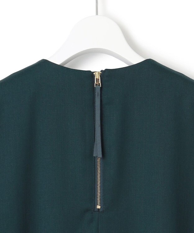 23区 L 【洗える】メリノウールサテン ワンピース グリーン系