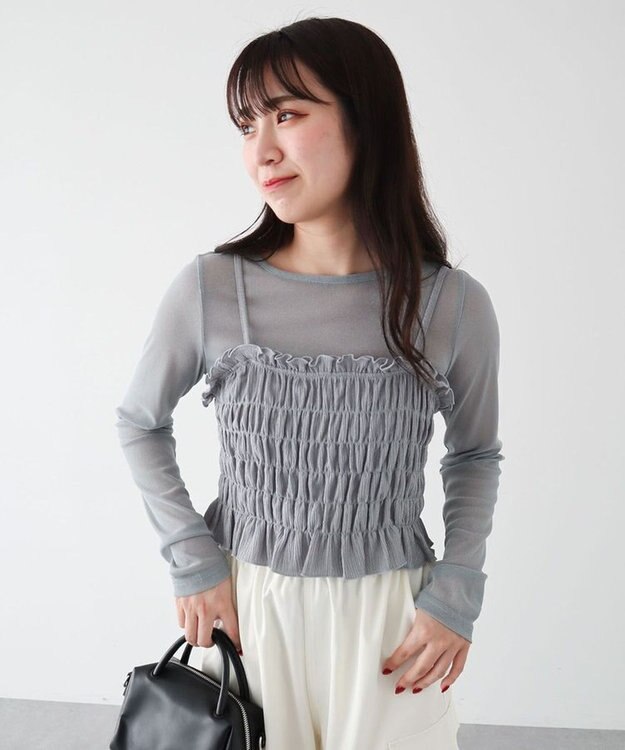 Green Parks ＳＥＴ２点　シャーリングビスチェ＋メッシュインナー