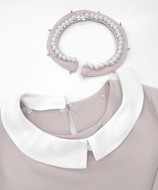 Tiaclasse 【3WAY・ストレッチジョーゼット】付け襟チュニック グレージュ