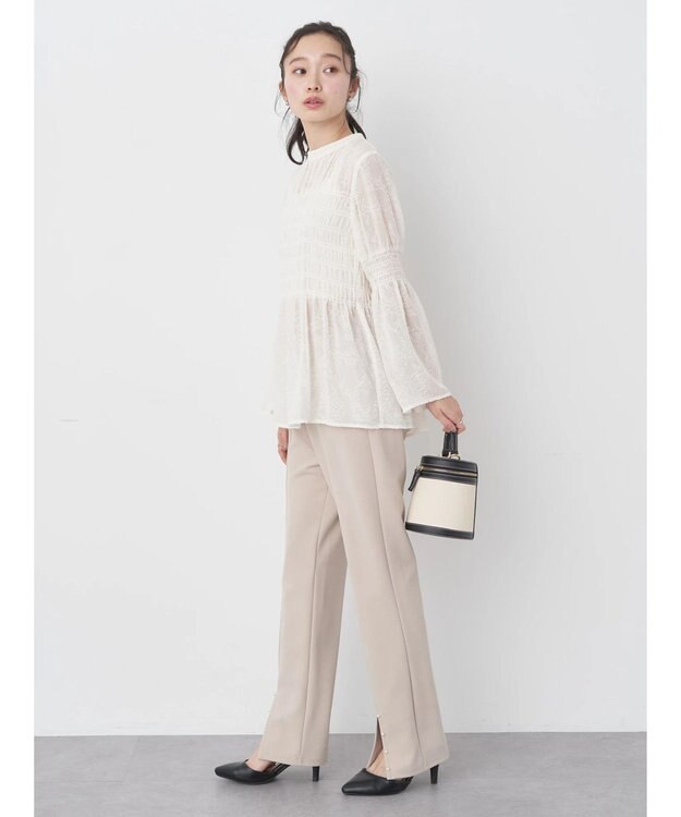 earth music&ecology ジャガードシャーリングプルオーバー Ivory