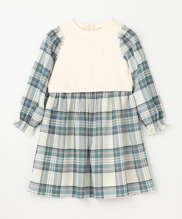 組曲 KIDS 【110-140㎝】ダブルフェイスドッキング ワンピース カーキ系