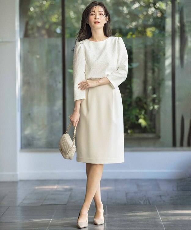 組曲 S 【KUMIKYOKU NAVY】コンフォータブルドレープ コクーンスカート アイボリー系