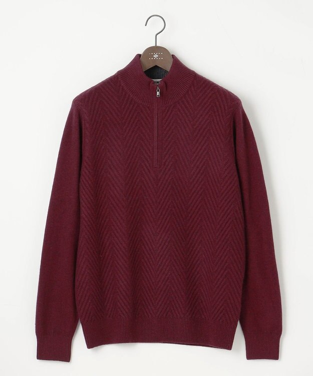 JOSEPH ABBOUD カシミヤブレンド ハイネック ZIP プルオーバーニット ワイン系