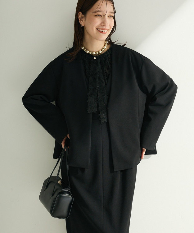 Green Parks Ｏ．洗えてストレッチ　ノーカラージャケット Black