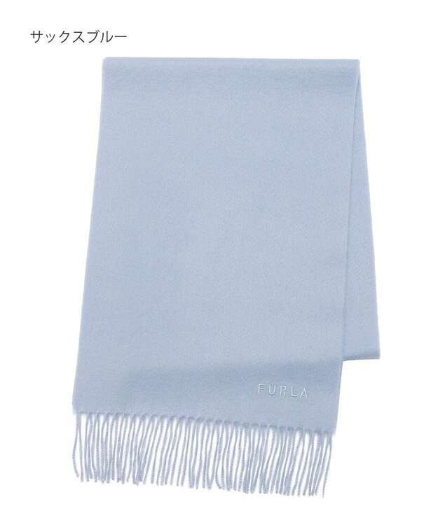 MOONBAT 【洗えるカシミヤ】FURLA カシミヤ100%無地マフラー／幅30cm サックスブルー