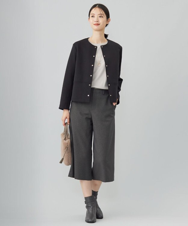 J.PRESS LADIES L 【WEB限定カラーあり・洗える】LANATEC キュロット パンツ チャコールガンクラブ系