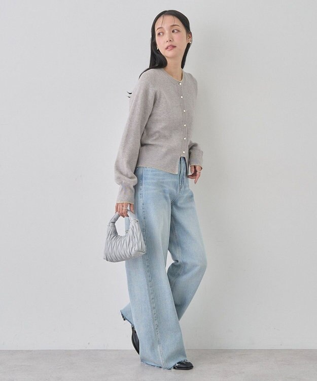 earth music&ecology ラメジャカードカーディガン Light Gray