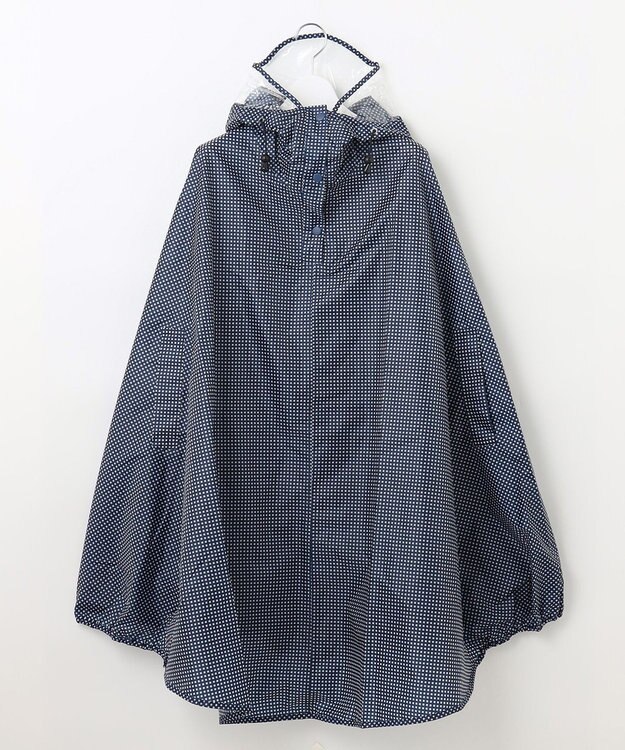 MOONBAT FLAT PURE サイクル レインポンチョ チェック 自転車 収納袋付き ネイビーブルー