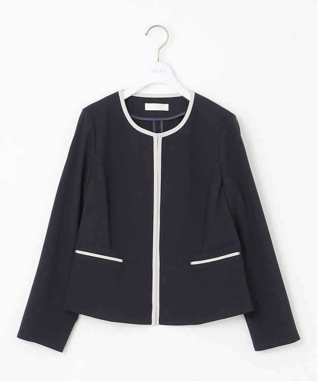 ANY SIS L 【洗える】バイカラードビー ジャケット ネイビー