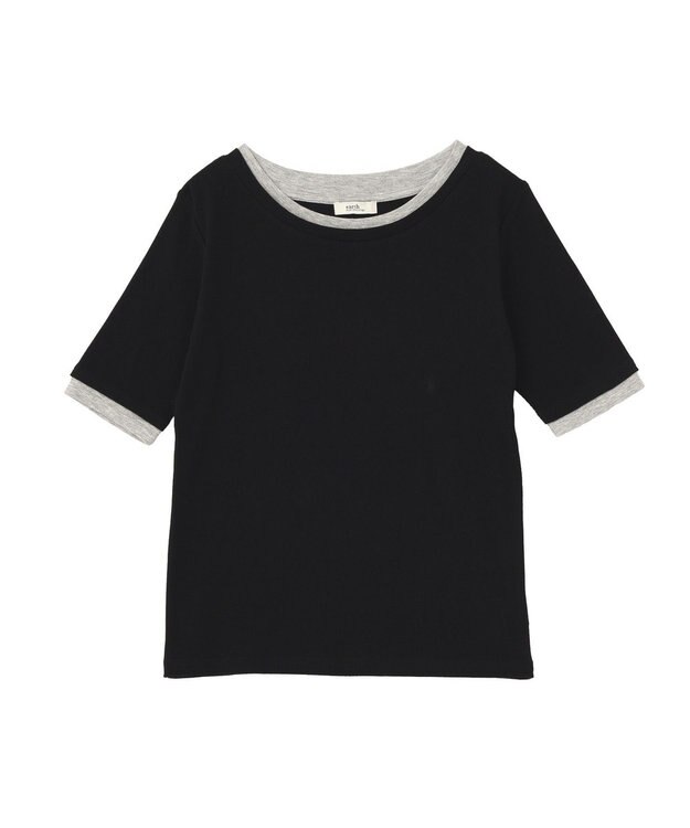 earth music&ecology レイヤードライクバイカラープルオーバー Black