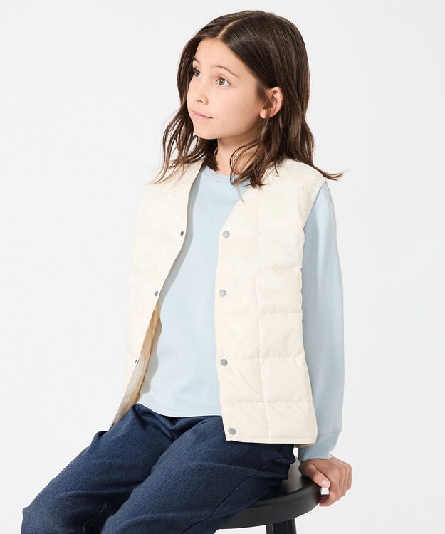 UNFILO 【120-150cm】TAION Vネック ダウンベスト(UNISEX) オフホワイト