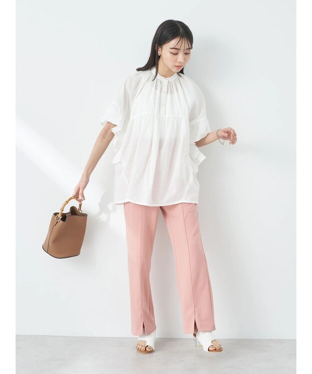 earth music&ecology コットンボイルボリュームブラウス Off White