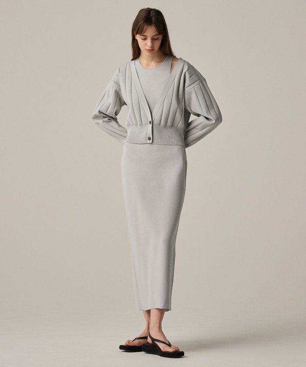 uncrave 【手洗い可】ドライタッチ ニット アメスリ バックオープン ワンピース（uncrave WHITE） アイスグレー