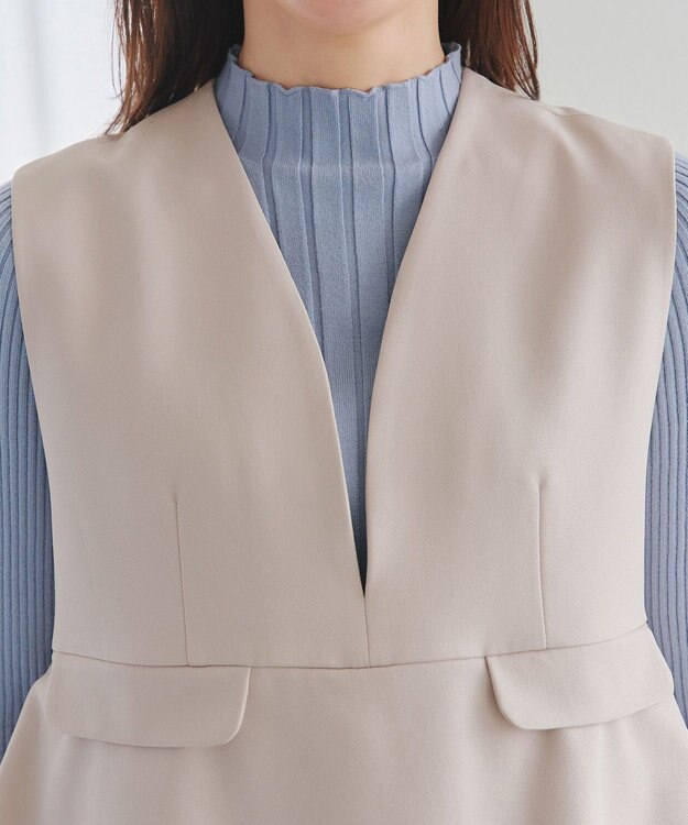 Tiaclasse 【安田美沙子さん着用】ペプラムジャンスカワンピース ベージュ