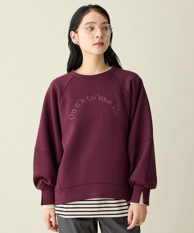 ANY L ロゴ刺繍ダンボールトレーナー ワイン