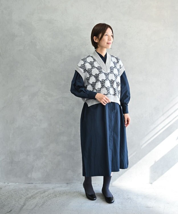 muuc 〈2WAY〉〈遠州織物の工場で織られた上質なコットン生地〉スタンドカラー 羽織り＆シャツワンピース ネイビー