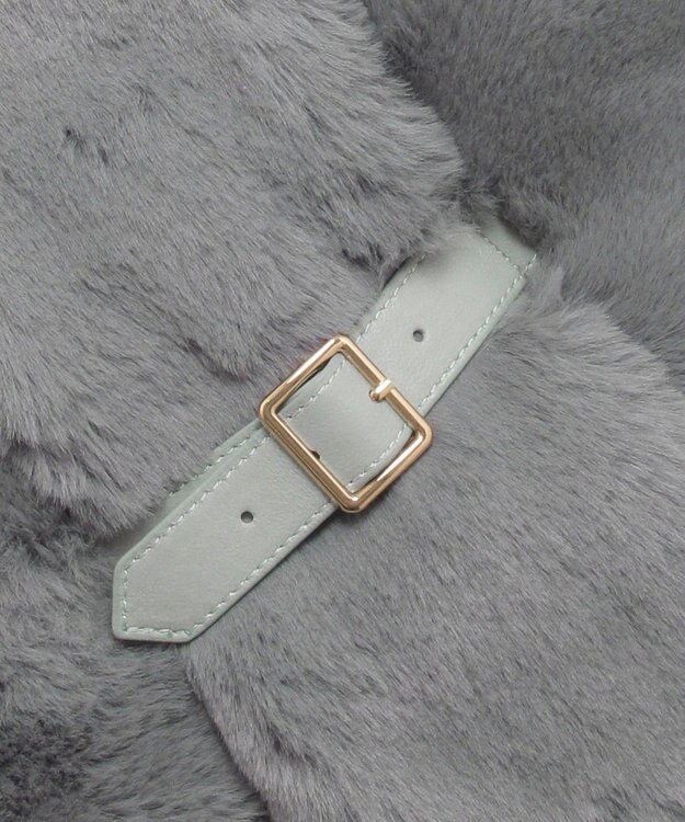 MOONBAT 【大人百花1月号掲載】FURLA フェイクファーマフラー ベルト差し込み ファーティペット ロゴプレート付 ダークグレー