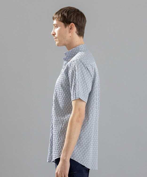 JOSEPH HOMME シガーカッタージャガード　ウイングカラー半袖シャツ ライトグレー系