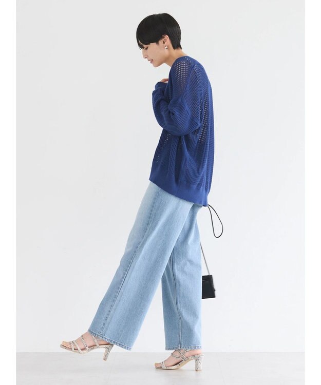 AMERICAN HOLIC ２ＷＡＹメッシュ編みニットカーディガン Blue