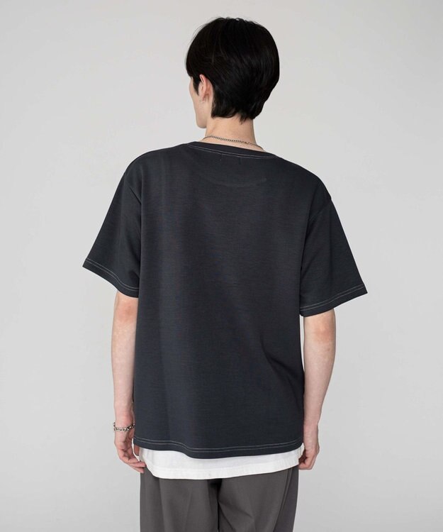 WEGO 【ユニセックス着用ITEM/MLサイズ展開】カラーステッチT（SS） ブラック中濃色