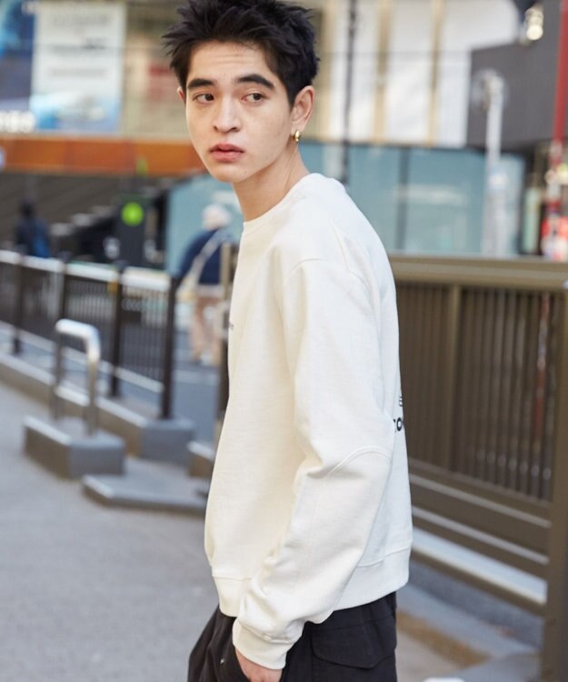 WEGO 【ユニセックス着用ITEM】THEBOYエルボーパッチクルーネックPO ホワイト