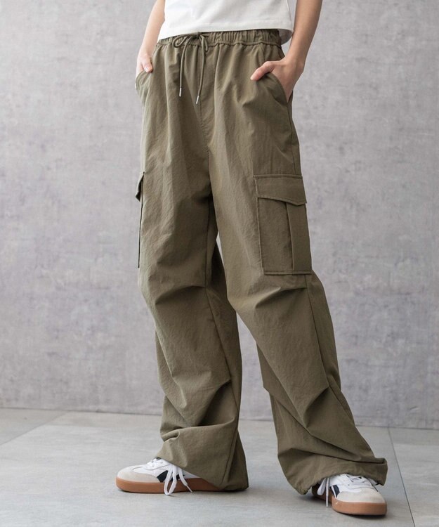 WEGO 【ウエストゴム】イージーパラシュートカーゴパンツ オリーブ