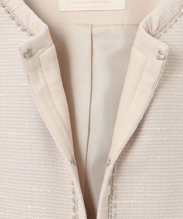 ANY SIS 【セットアップ対応】リップルボーダー ノーカラー ジャケット シャンブレーベージュ