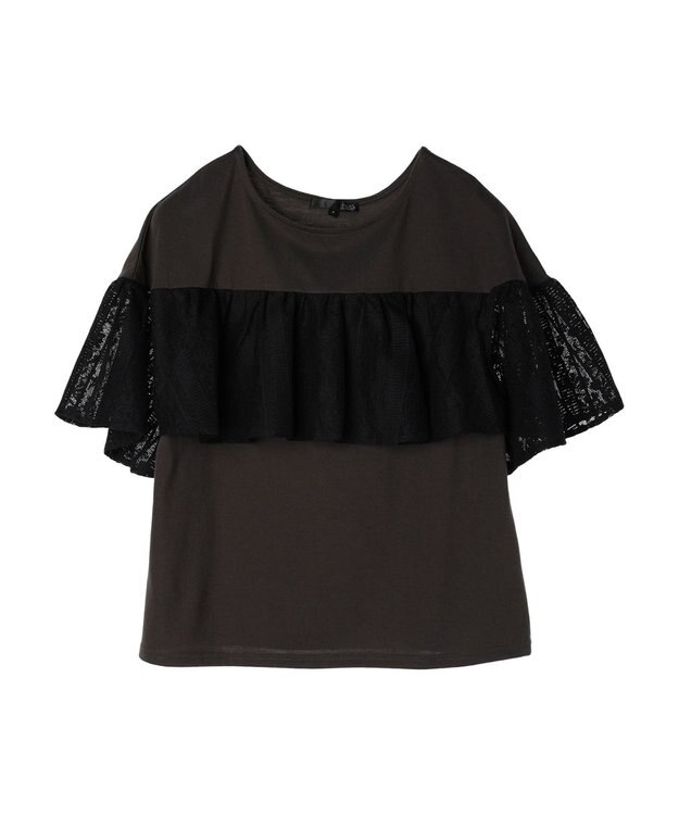 Green Parks ・ＳＵＧＡＲ　ＳＰＯＯＮ　レースフリルプルオーバー Charcoal Gray