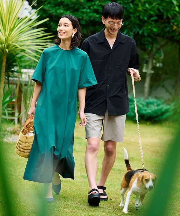 UNFILO 【洗える/軽量】FINE MOVE Aラインワンピース グリーン