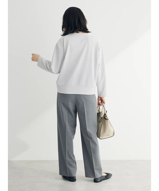 Green Parks カットジョーゼットドットボタンカーディガン Light Gray