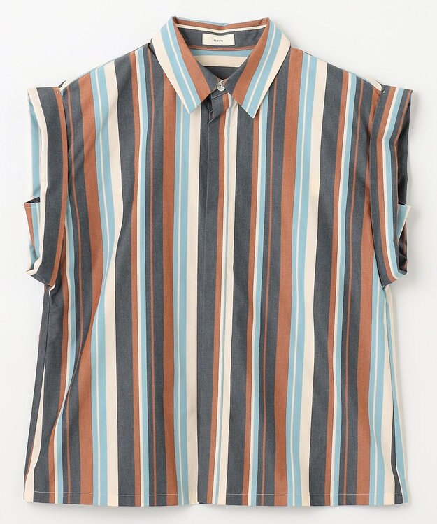 NAVE 【Nave 　洗える】ワイドストライプ ブラウス ネイビー系1