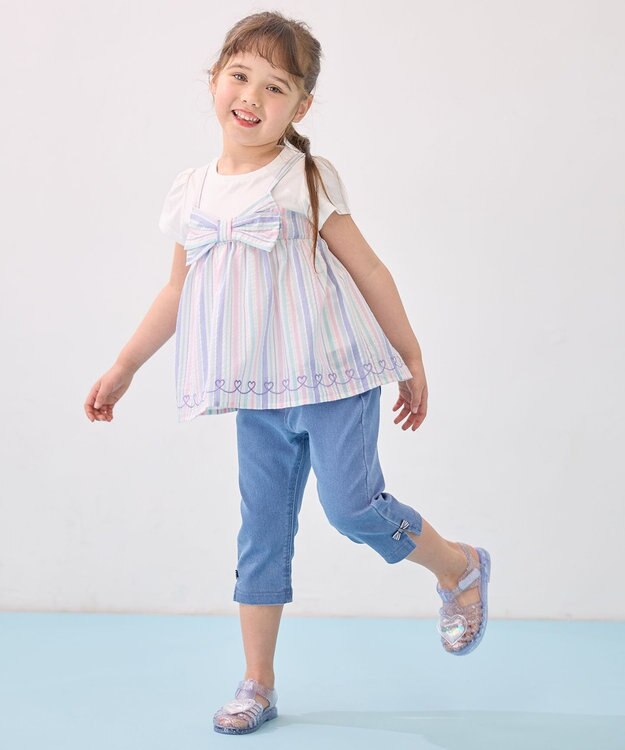 ANY KIDS キャミソール ドッキングTシャツ マルチストライプ