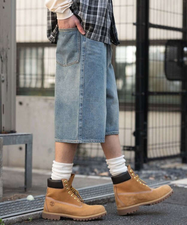 WEGO 【ユニセックス着用ITEM/SMLサイズ展開】スーパーバギーデニムショーツ デニム中濃加工色