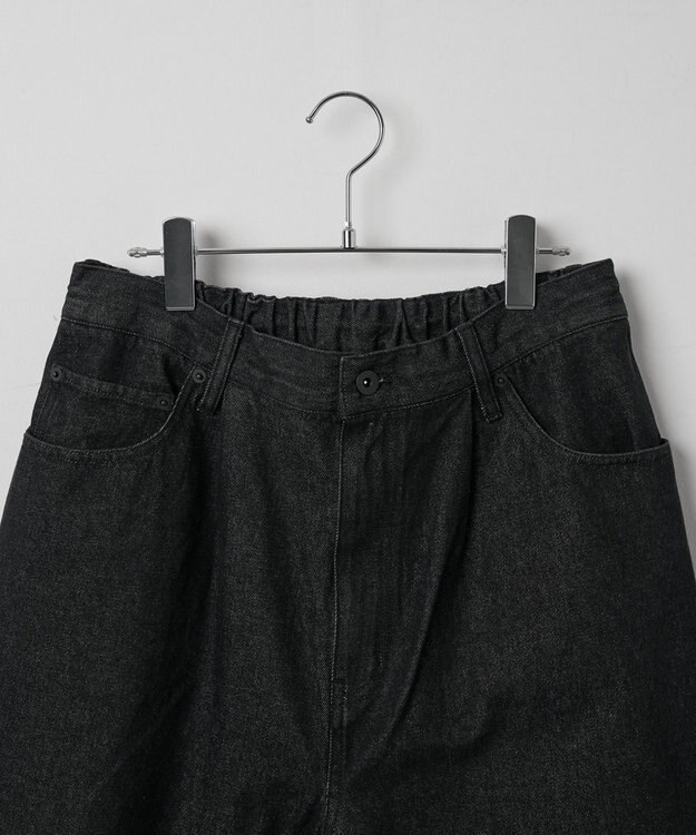 WEGO 【ウエストゴム/手洗い可】デニムバギーショーツ ブラック