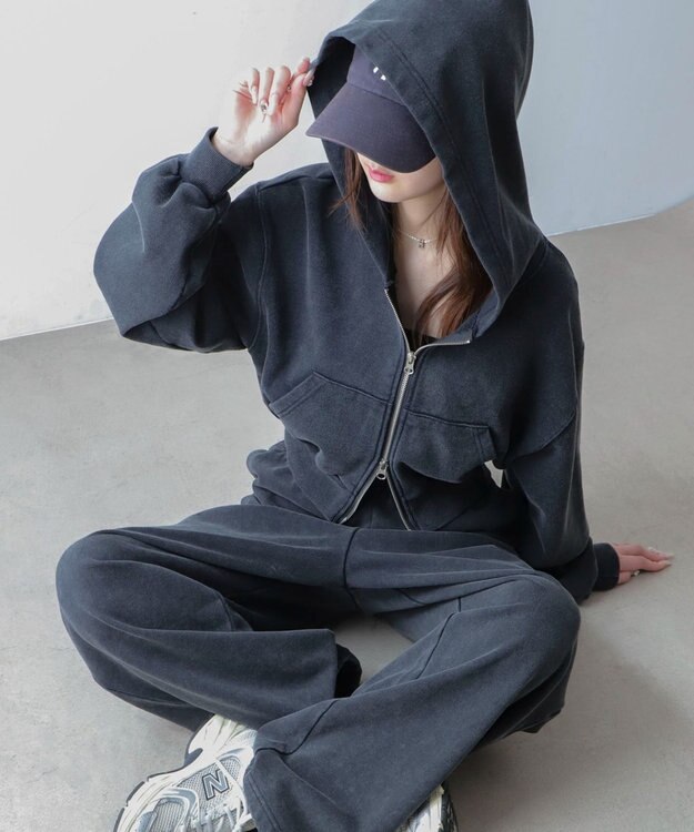 WEGO ショートZIPパーカー スミクロ