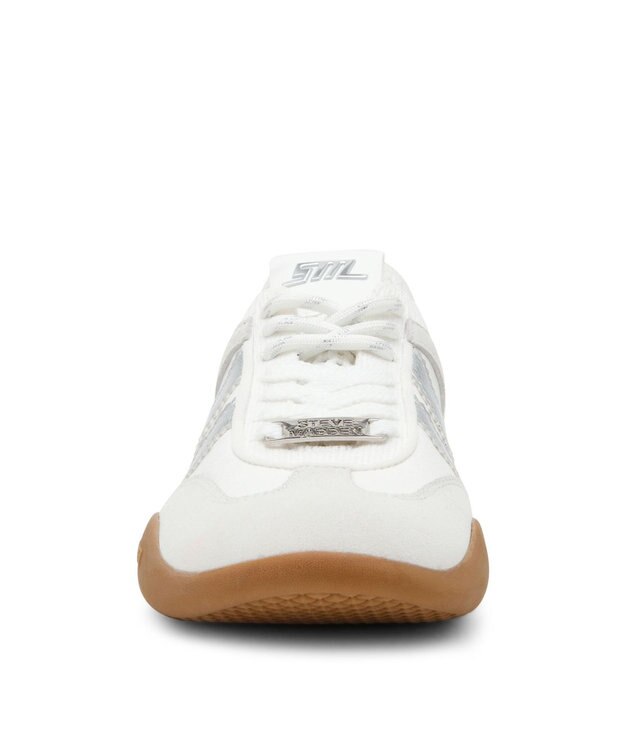 STEVE MADDEN BISCOTTI レトロコートニットスニーカー ホワイトシルバー