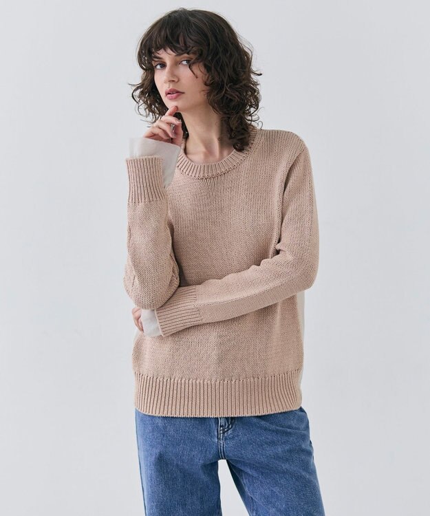 BEIGE， 【洗える・CLUEL 4月号掲載】COMFREY / オーガニックコットンクルーネックニット Nude