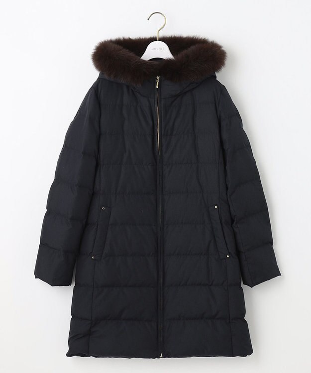 ANY SIS 【撥水】エコファイバーミックス ロング ダウン ネイビー