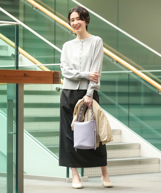 Green Parks 金釦コンパクトニットカーディガン Light Gray