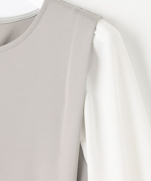 Feroux 【洗える】ジョーゼットコンビポンチ ワンピース アイスグレー系