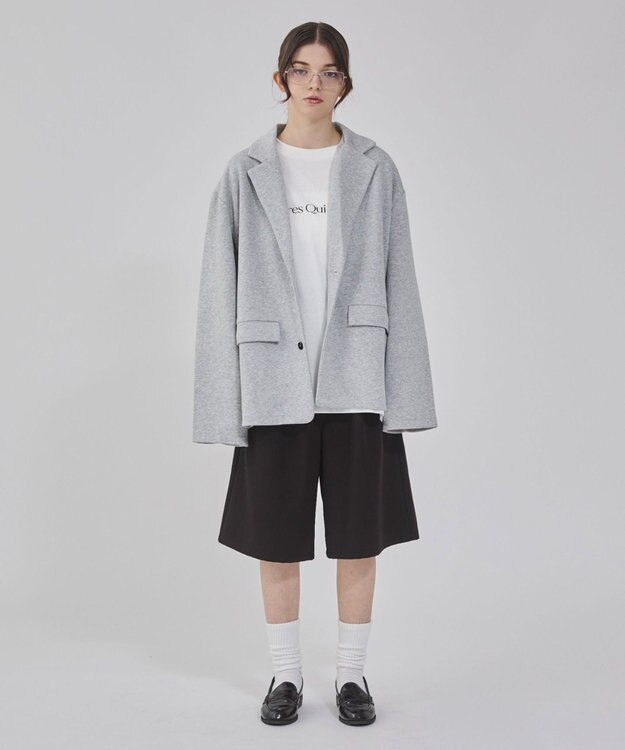 WEGO 【ユニセックス着用ITEM/MLサイズ展開】ボンディングスウェットテーラードジャケット 杢グレー