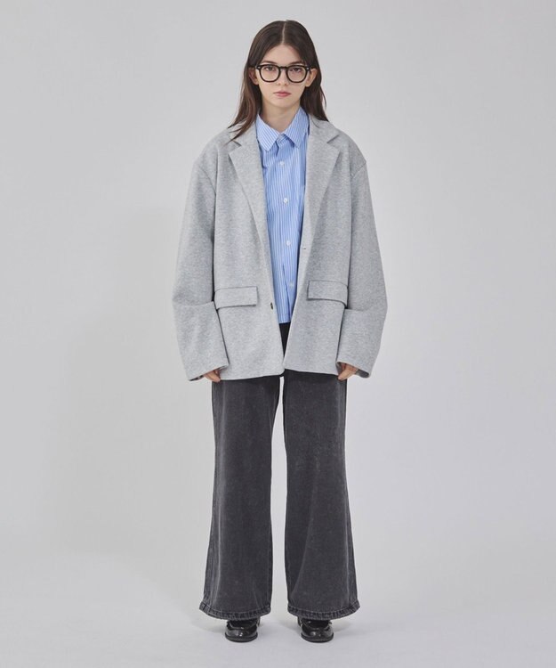 WEGO 【ユニセックス着用ITEM/MLサイズ展開】ボンディングスウェットテーラードジャケット 杢グレー