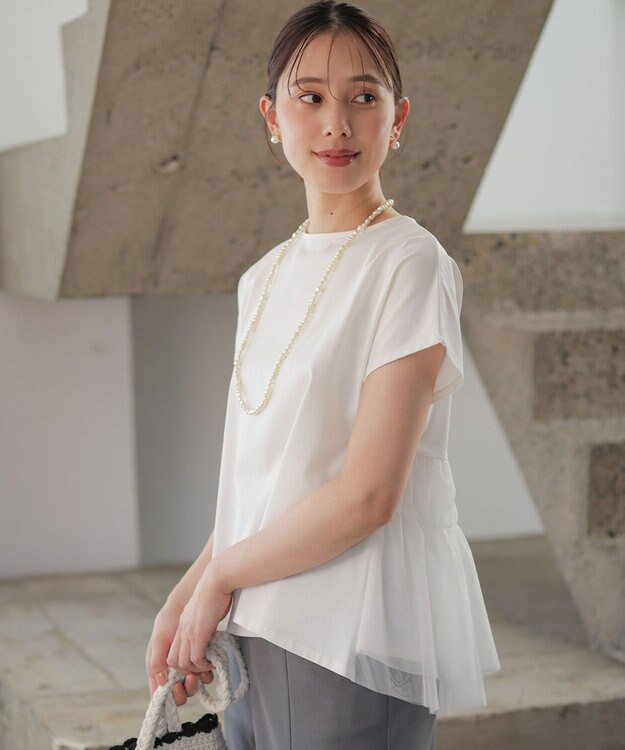 組曲 【先行予約】GIZAコットンチュールコンビ カットソー アイボリー系