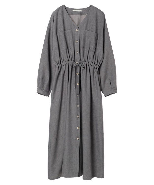 Green Parks ・ＥＬＥＮＣＡＲＥ　ＤＵＥ　Ｖネックイロイロ釦ワンピース Gray Mixture