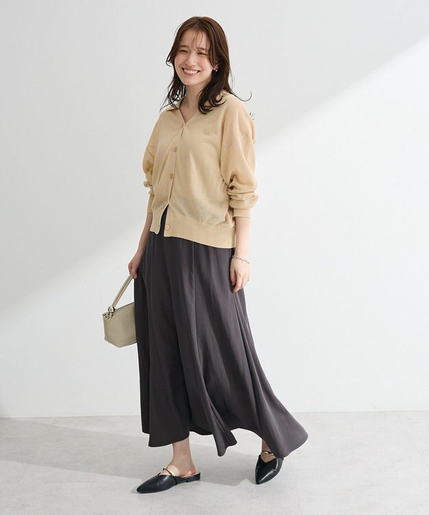 Green Parks 衿付きニットカーディガン Beige