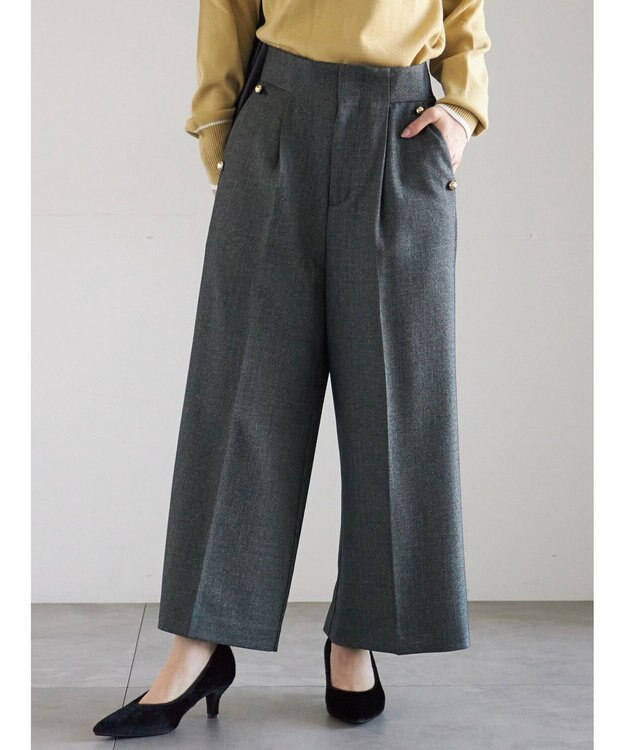 Te chichi ツイーディーワイドクロップトパンツ ネイビー