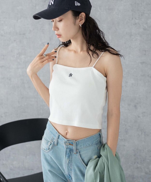WEGO 【カップ付き/SMサイズ展開】nachumoreショートワンポイントキャミ オフホワイト