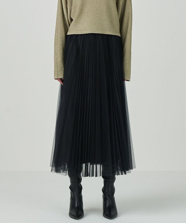GRACE CONTINENTAL ラメプリーツスカート ブラック