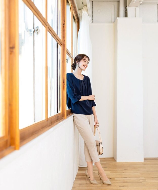 Tiaclasse 【洗える】スリットテーパードパンツ グレージュ